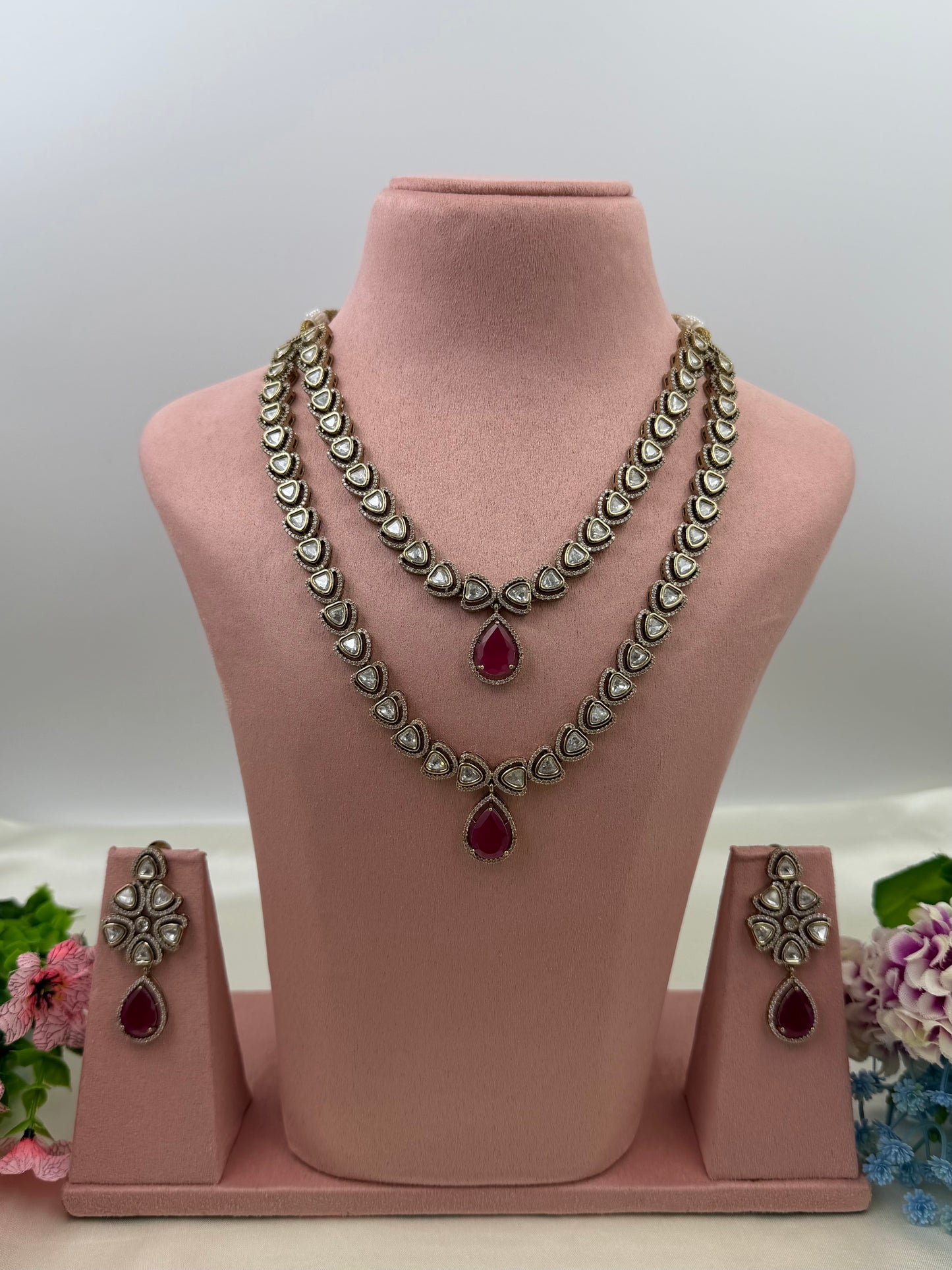 Viha Premium Victorian Double Layer Necklace Set