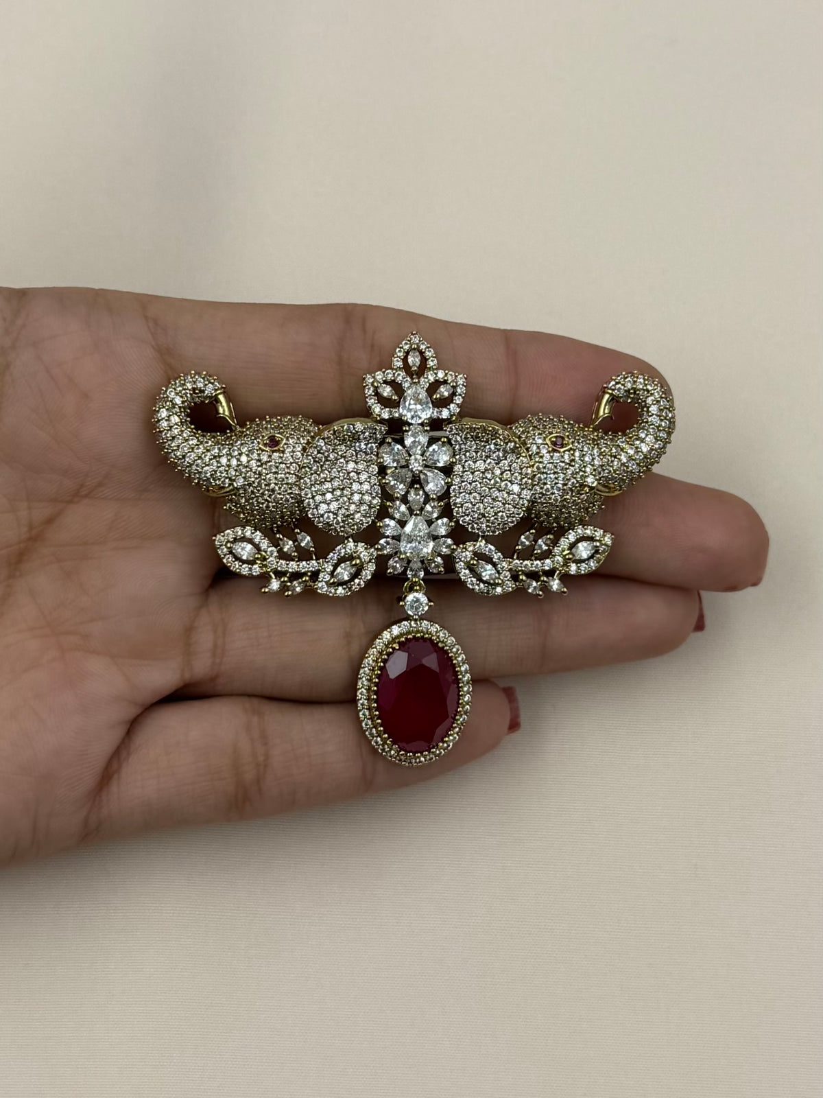 Gajratna Premium Emerald Brooch