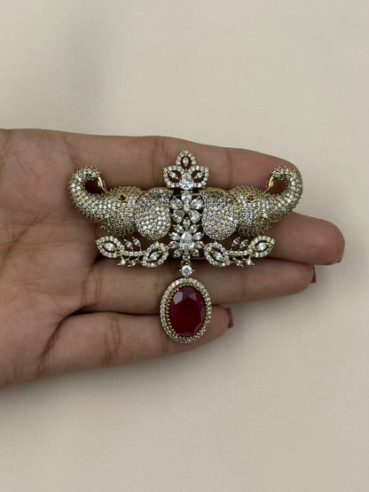 Gajratna Premium Emerald Brooch