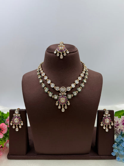 Deepti Moissanite Double Layer Necklace Set