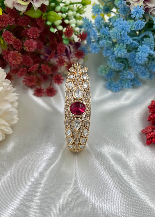 Ruby Moissanite Kundan Bracelet (Openable)
