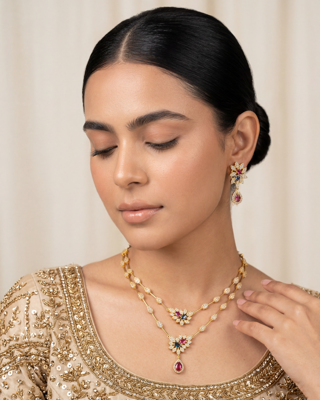Tanisha Traditional Two Layer Necklace