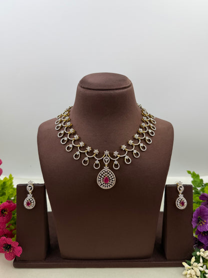 Lily American Diamond Two Tone Delicate Necklace