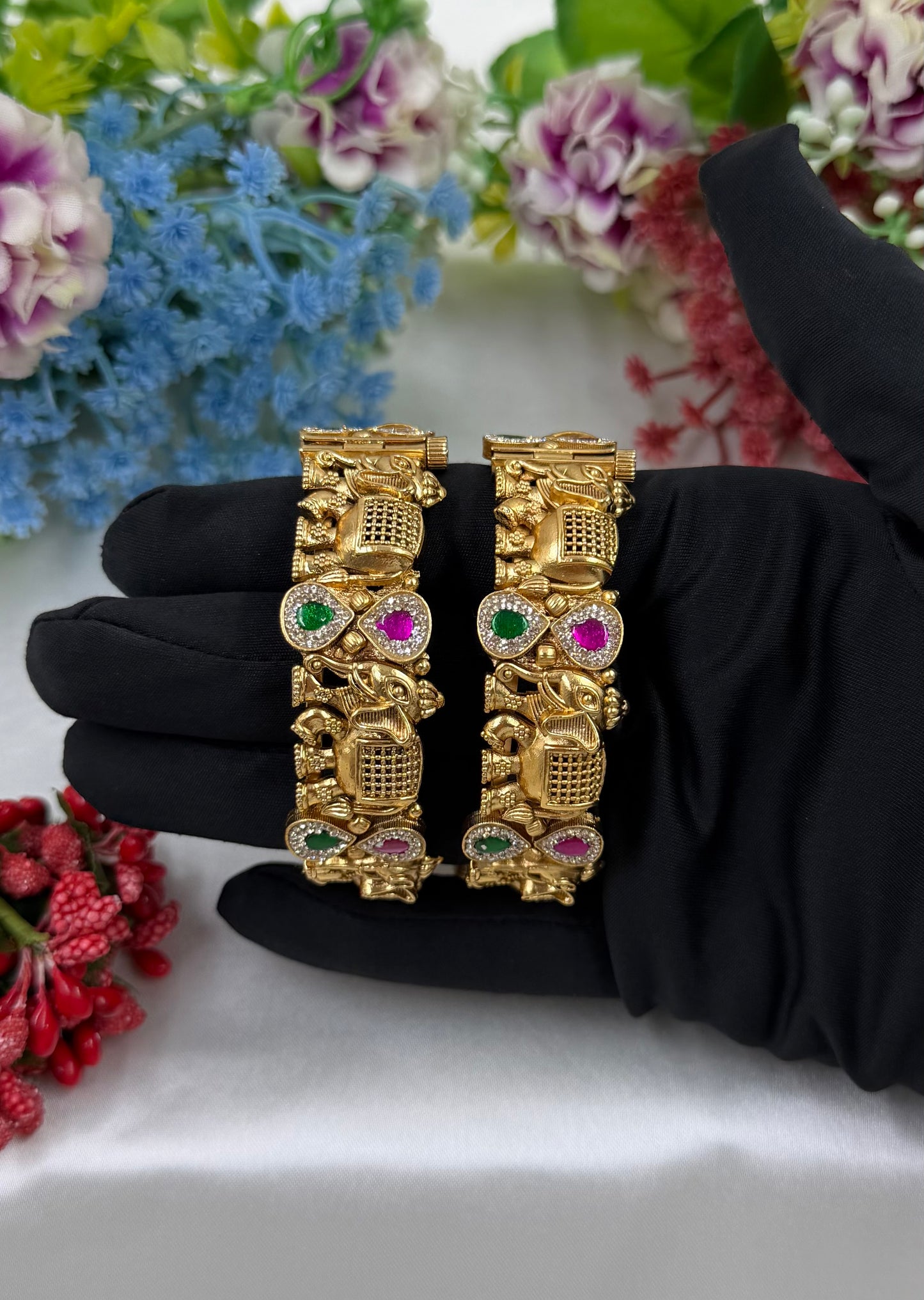 Yashasvi Heritage Chorski Temple Bangles (Openable)