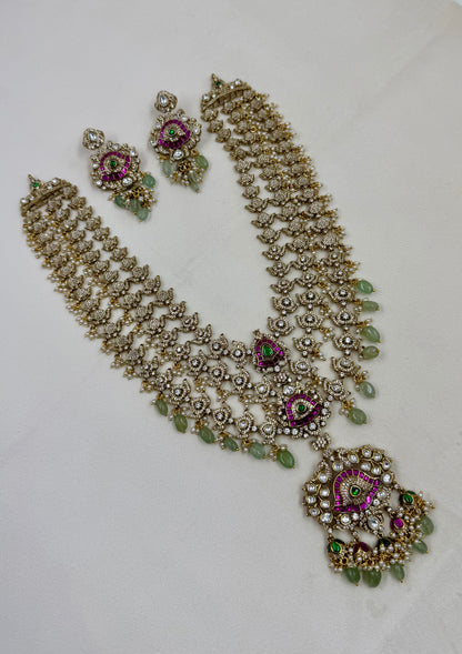 Ishita Victorian Pachi Kundan Long Necklace Set