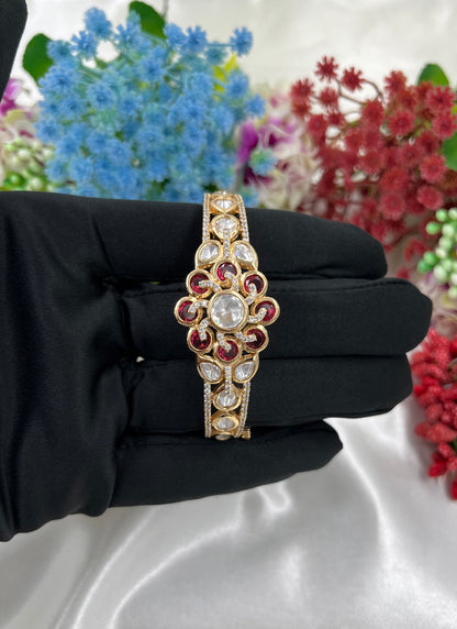 Lustra Moissanite Kundan Bracelet (Openable)