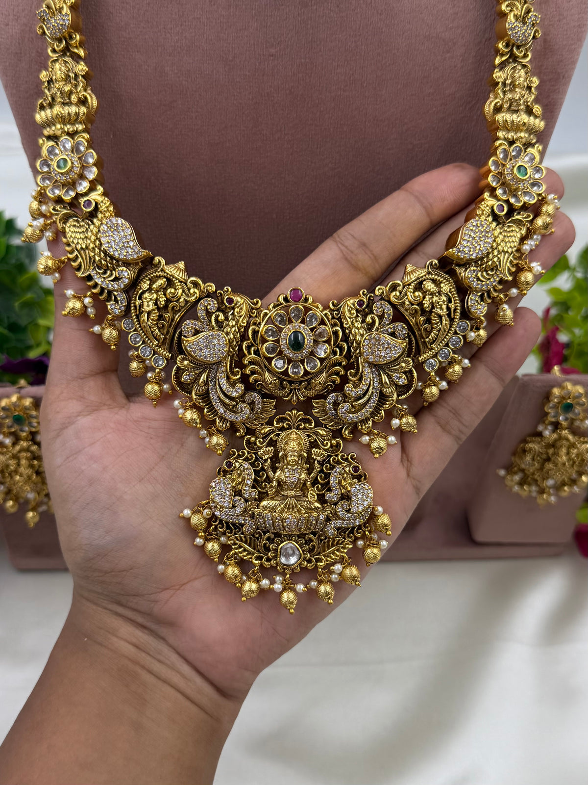 Chaitali South Temple Combo Necklace Set
