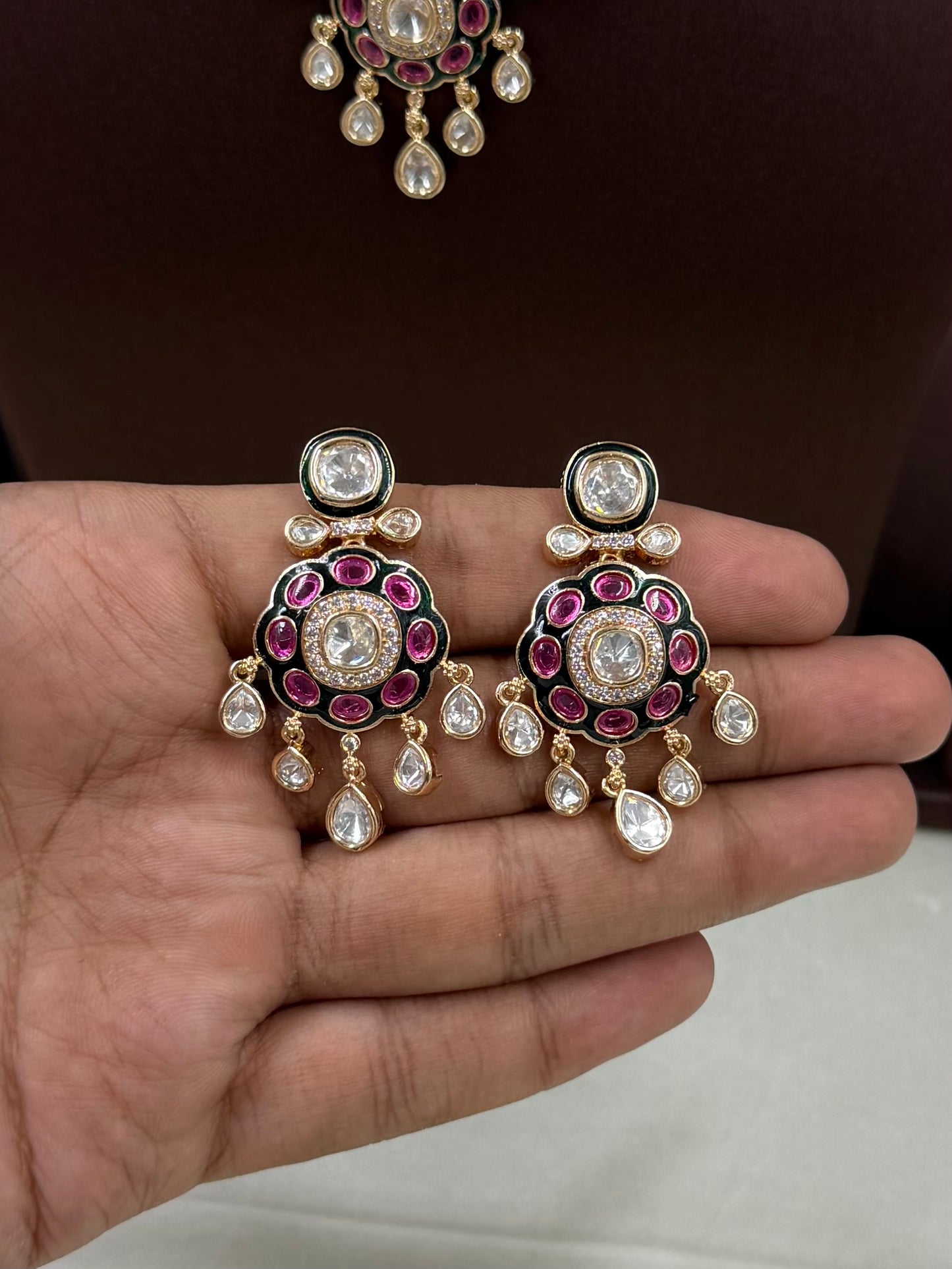 Deepti Moissanite Double Layer Necklace Set