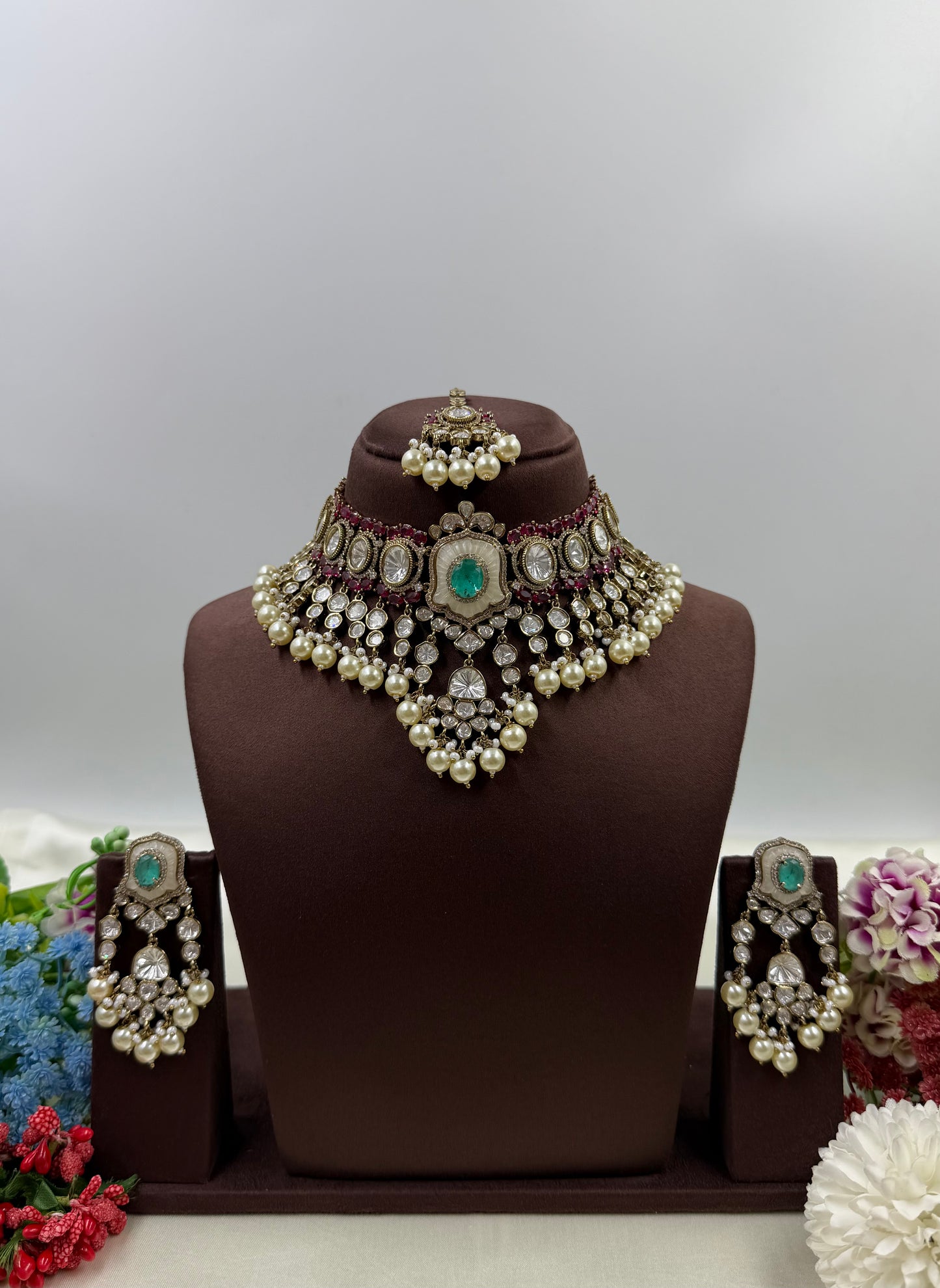 Disha Moissanite Victorian Choker Necklace Set