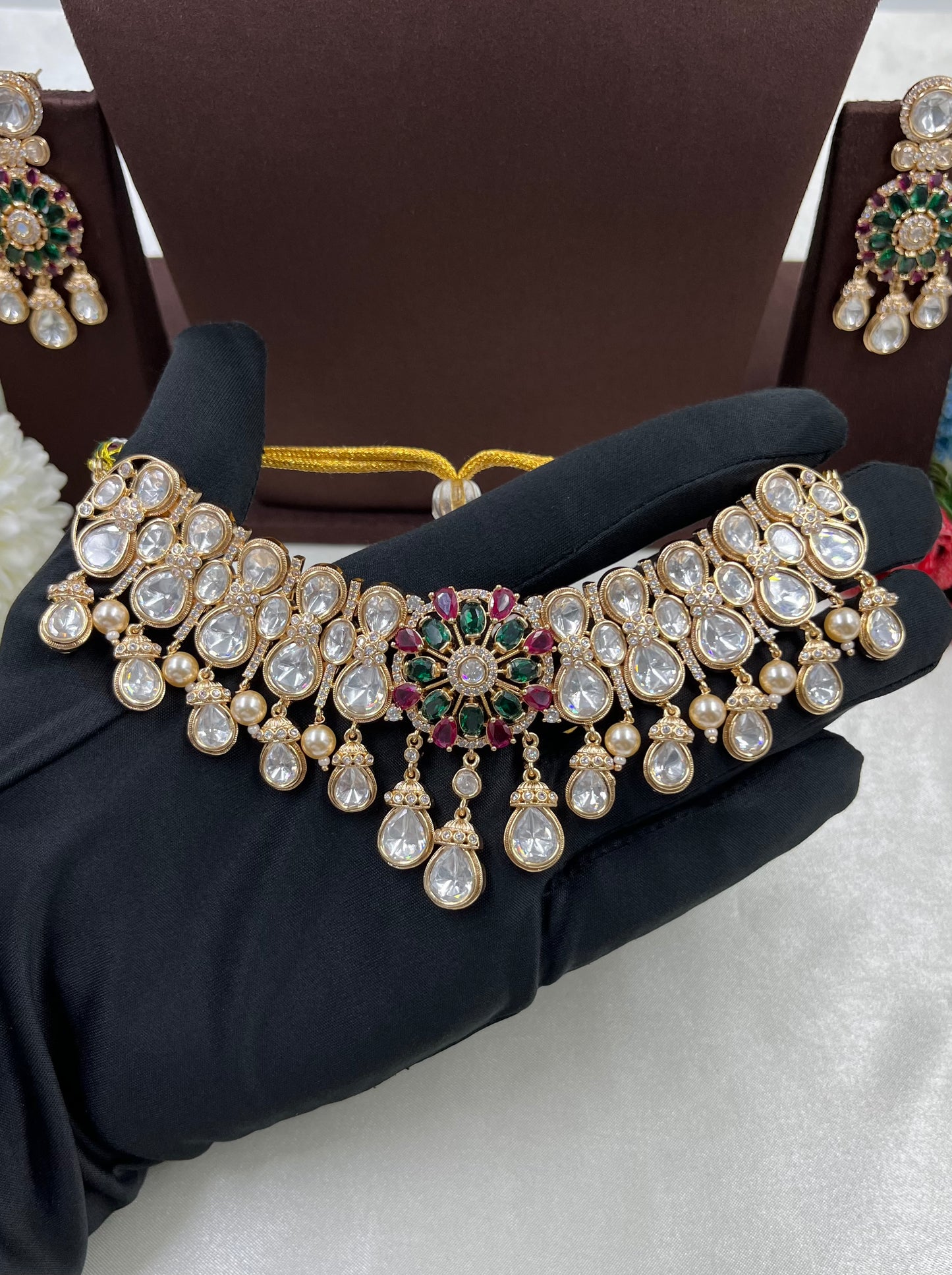 Chitra Moissanite Kundan Choker Necklace