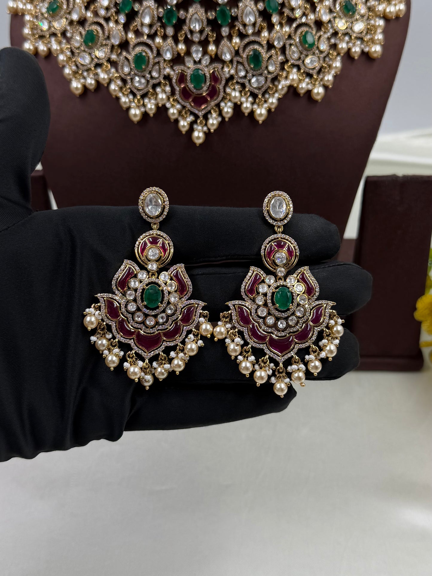 Deepa Victorian Moissanite Choker Necklace Set