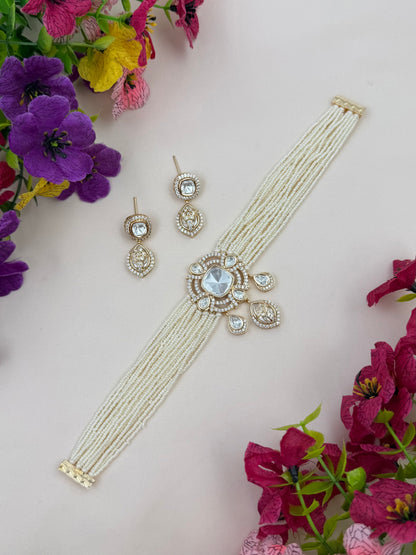 Maheshwari Moissanite Choker Necklace Set