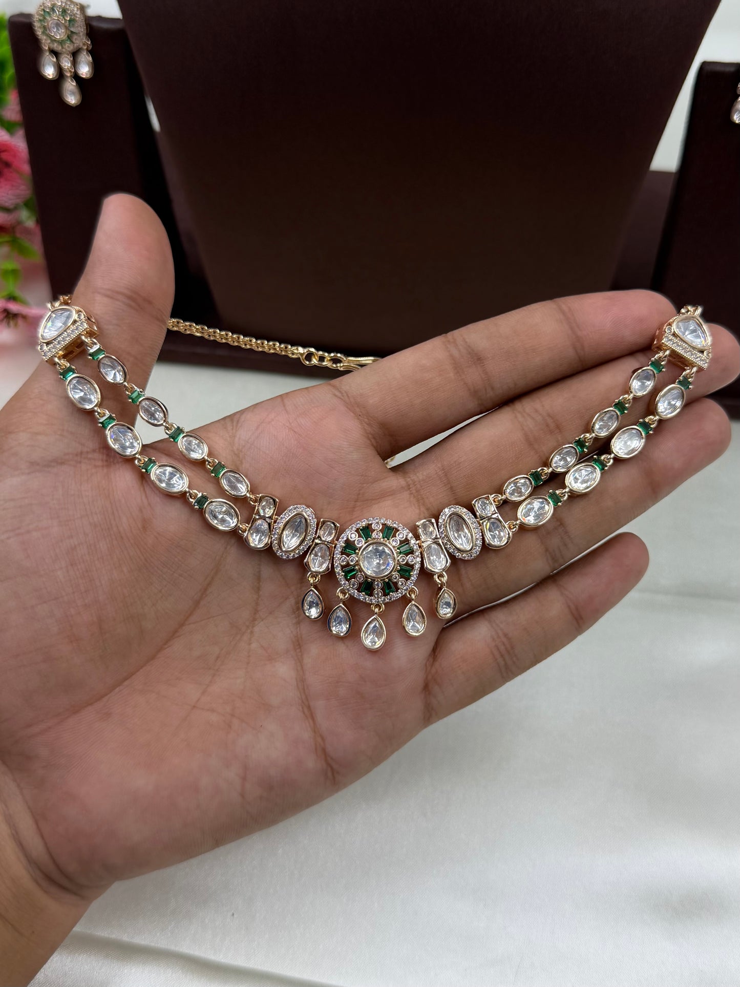 Diya Moissanite Delicate Necklace Set