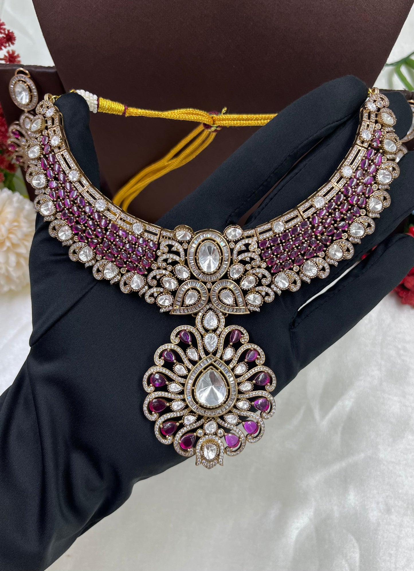 Razia Premium Moissanite Kundan Necklace