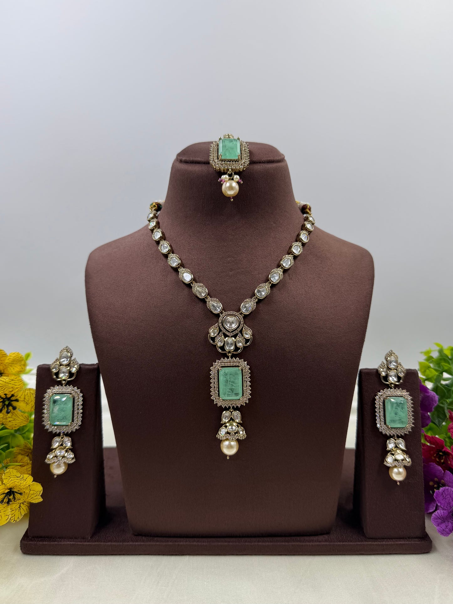 Neha Victorian Moissanite Necklace Set