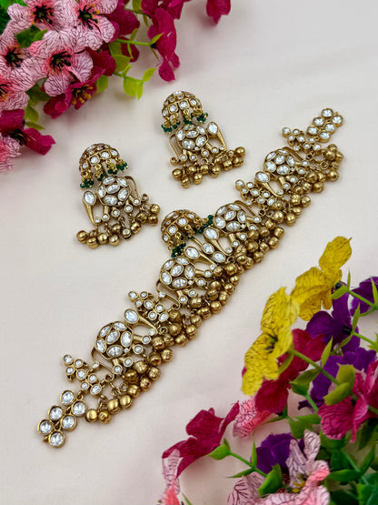 Vasudha Moissanite Polki Choker Necklace Set