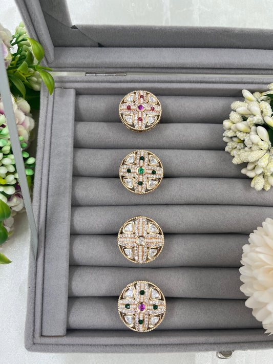 Mystic Bloom Moissanite Kundan Ring