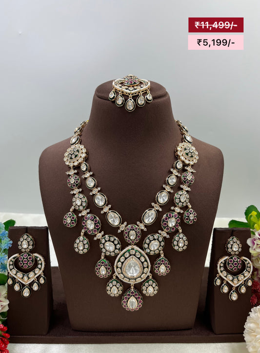 Aanya Premium Moissanite Kundan Semi Bridal Nacklace set