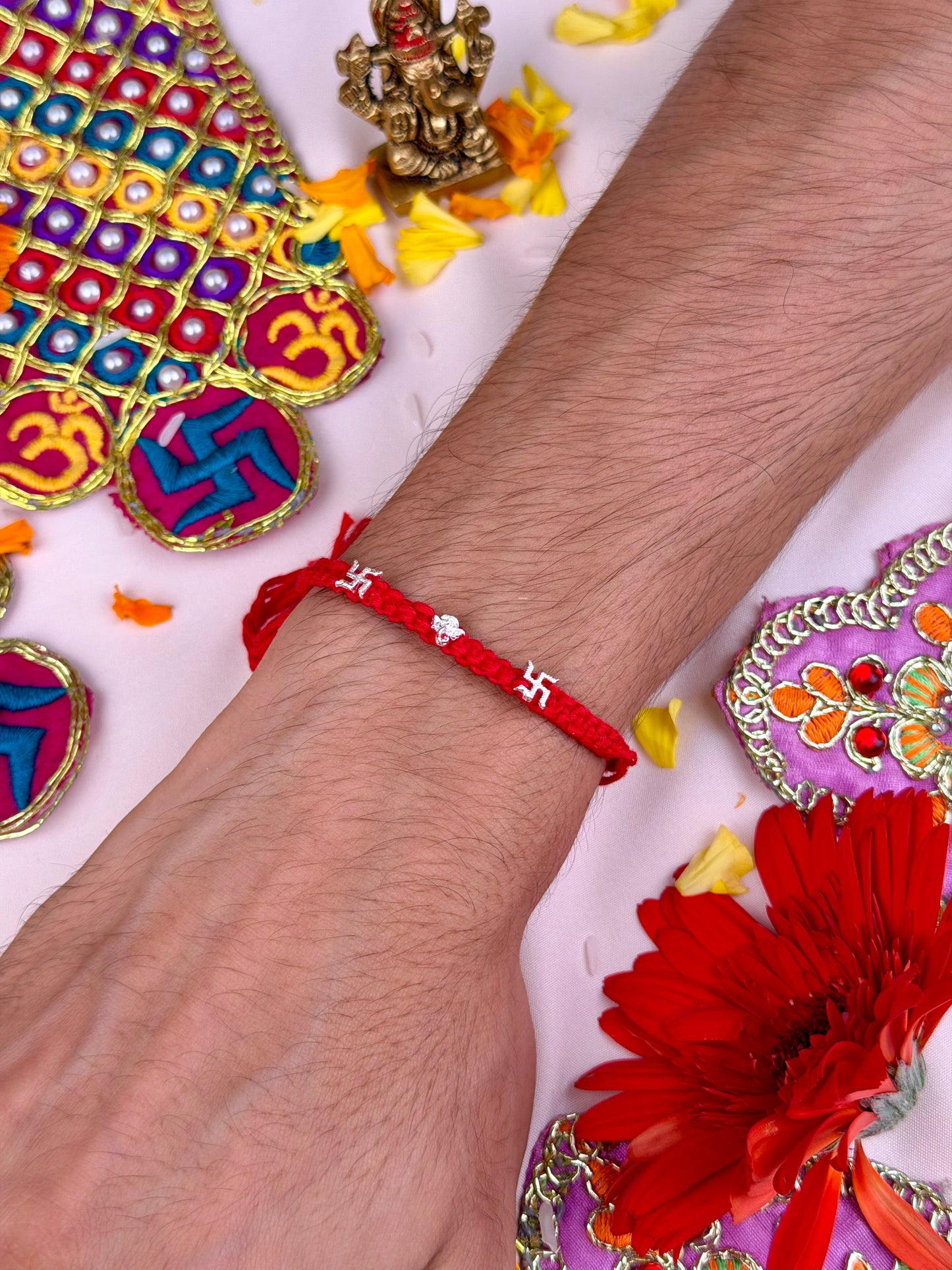 Divine Swastik Silver Rakhi