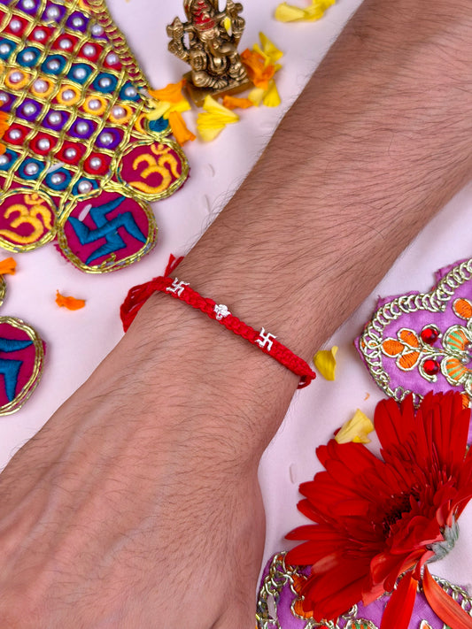 Divine Swastik Silver Rakhi