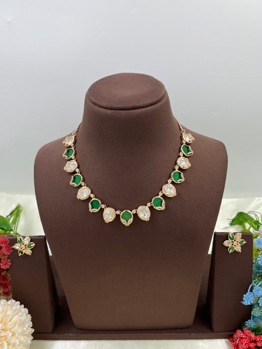 Mop Moissanite Kundan Necklace