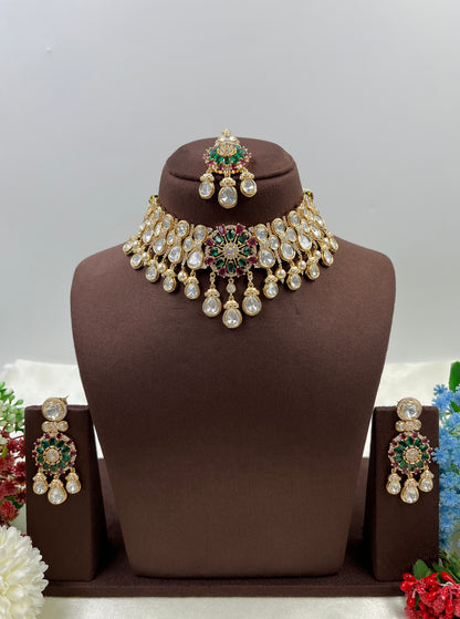 Chitra Moissanite Kundan Choker Necklace