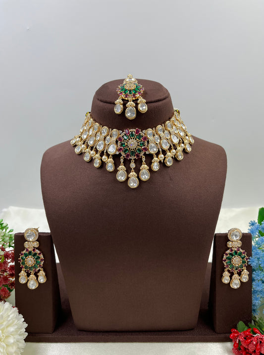 Chitra Moissanite Kundan Choker Necklace