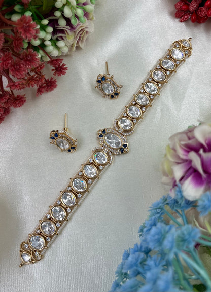 Saffron Moissanite Kundan Choker