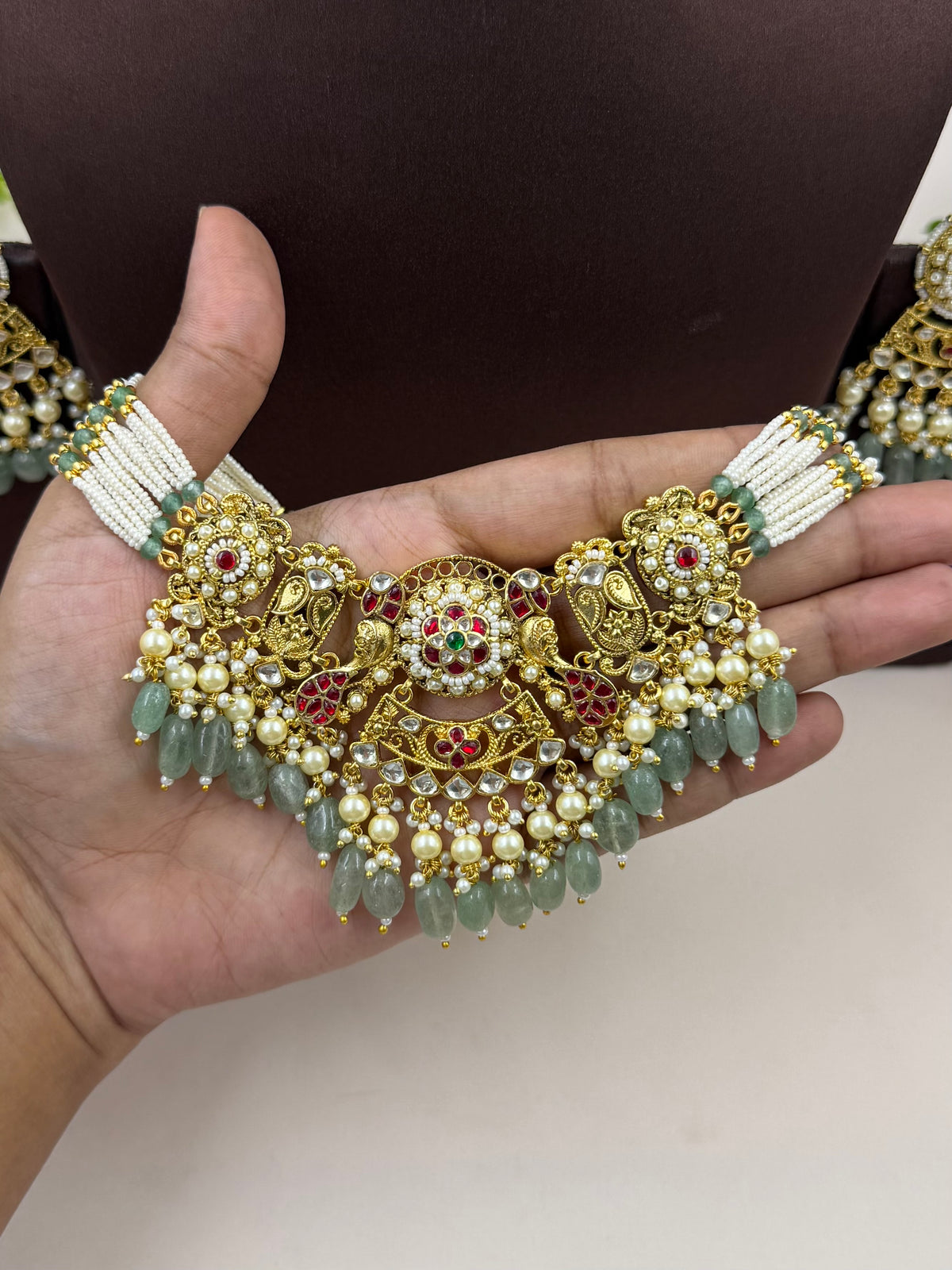 Ayesha Heritage Pachi Kundan Choker Necklace Set