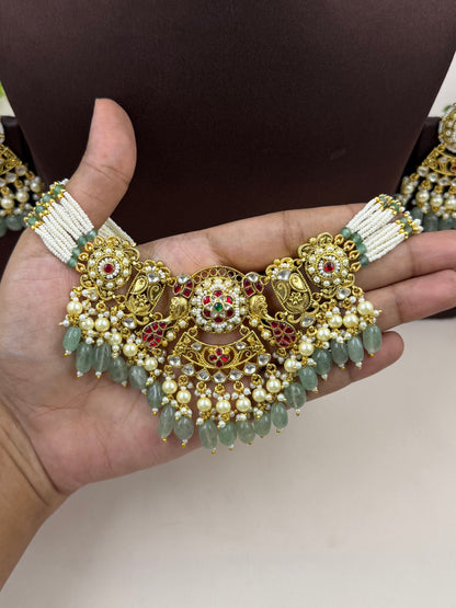 Ayesha Heritage Pachi Kundan Choker Necklace Set