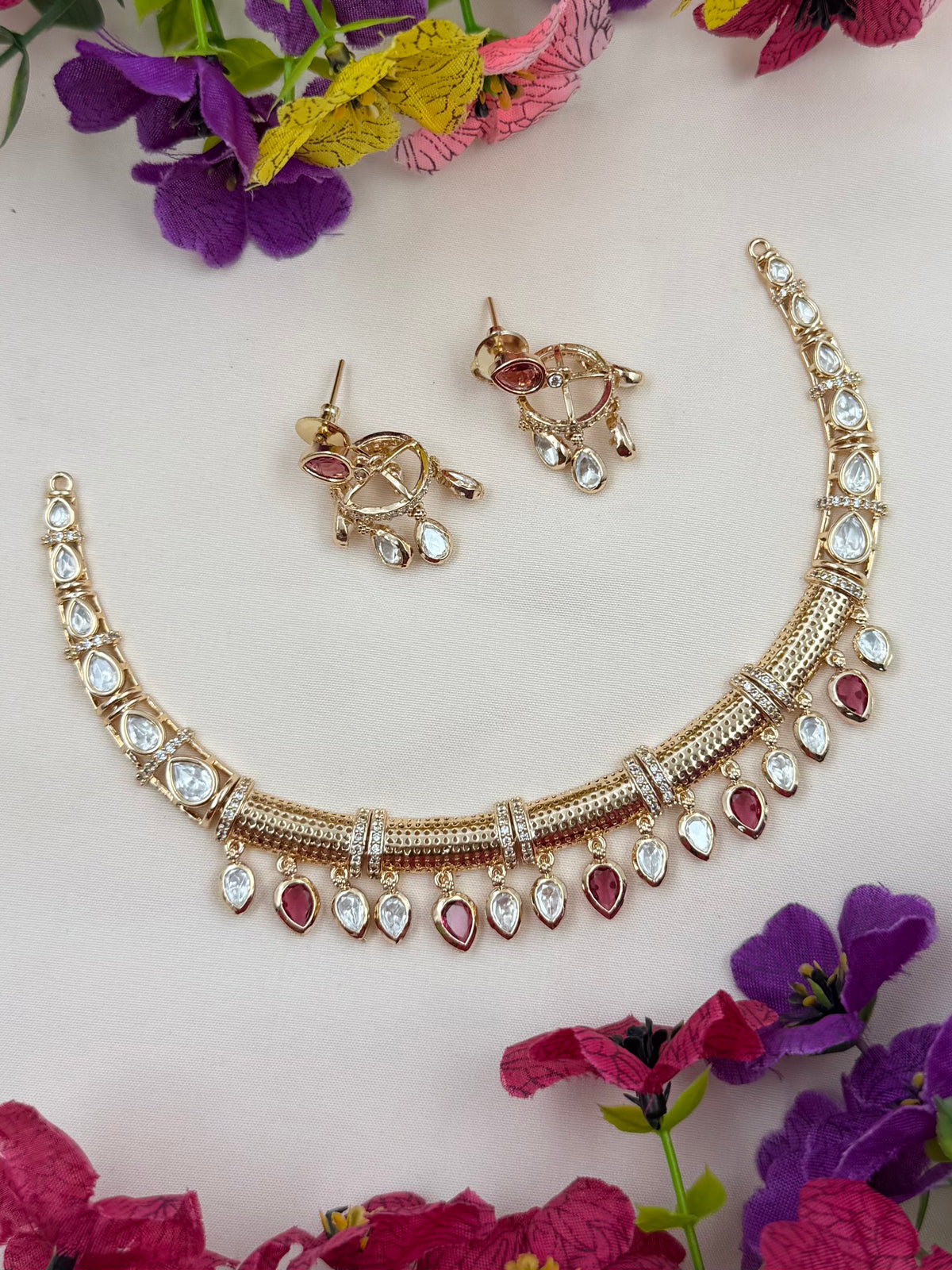 Diya Moissanite Hasli Necklace Set
