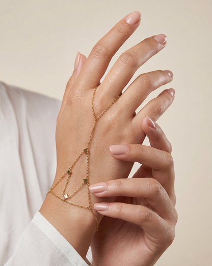 Golden Veil Anti-Tarnish Stainless Steel Hand Chain (One Pis)
