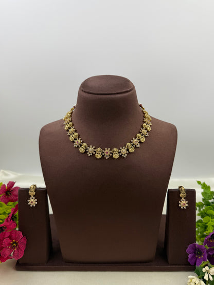 Rashmika South Temple Delicate Necklace Set