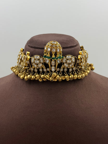 Vasudha Moissanite Polki Choker Necklace Set