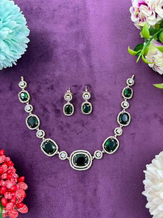 Aarvi Stone Studded Victorian Necklace Set
