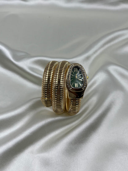 Sansi Snake White Gold Oval Analog Watch (Adjustable)