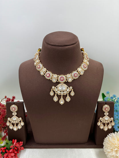 Samiksha Double Meena Kari Moissanite Necklace.