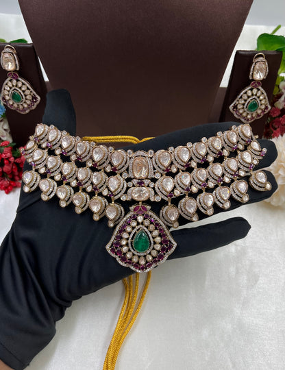 Leena Moissanite Choker Semi Bridal Set