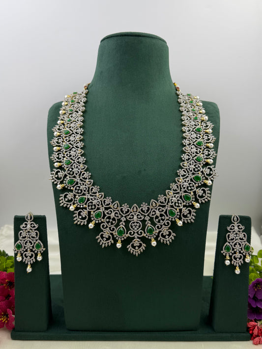 Savannah American Diamond Two Tone Long Necklace Set