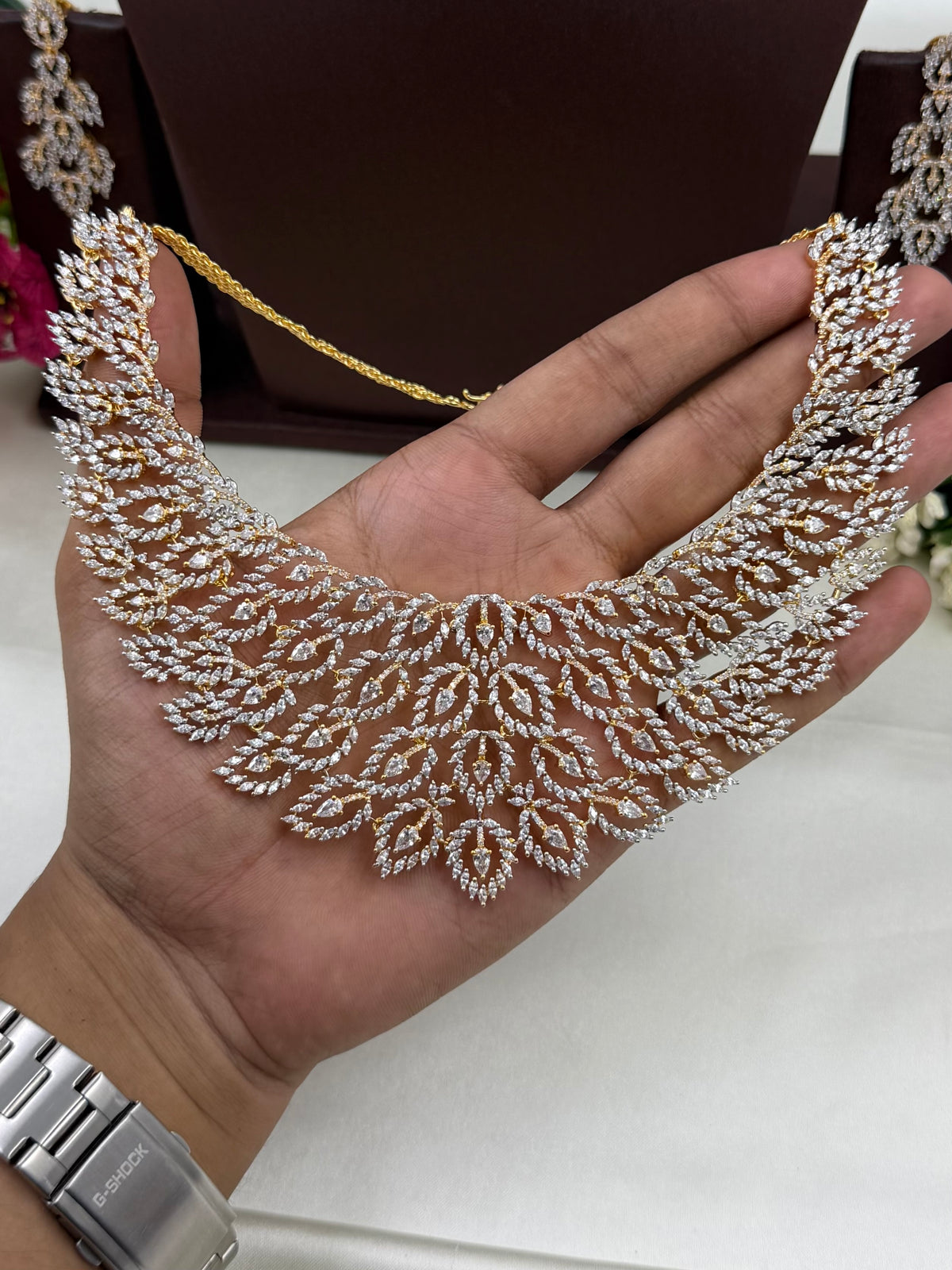 Jennifer American Diamond Two Tone Necklace Set