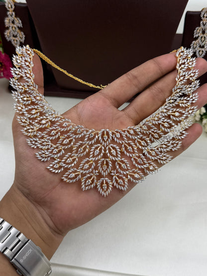 Jennifer American Diamond Two Tone Necklace Set