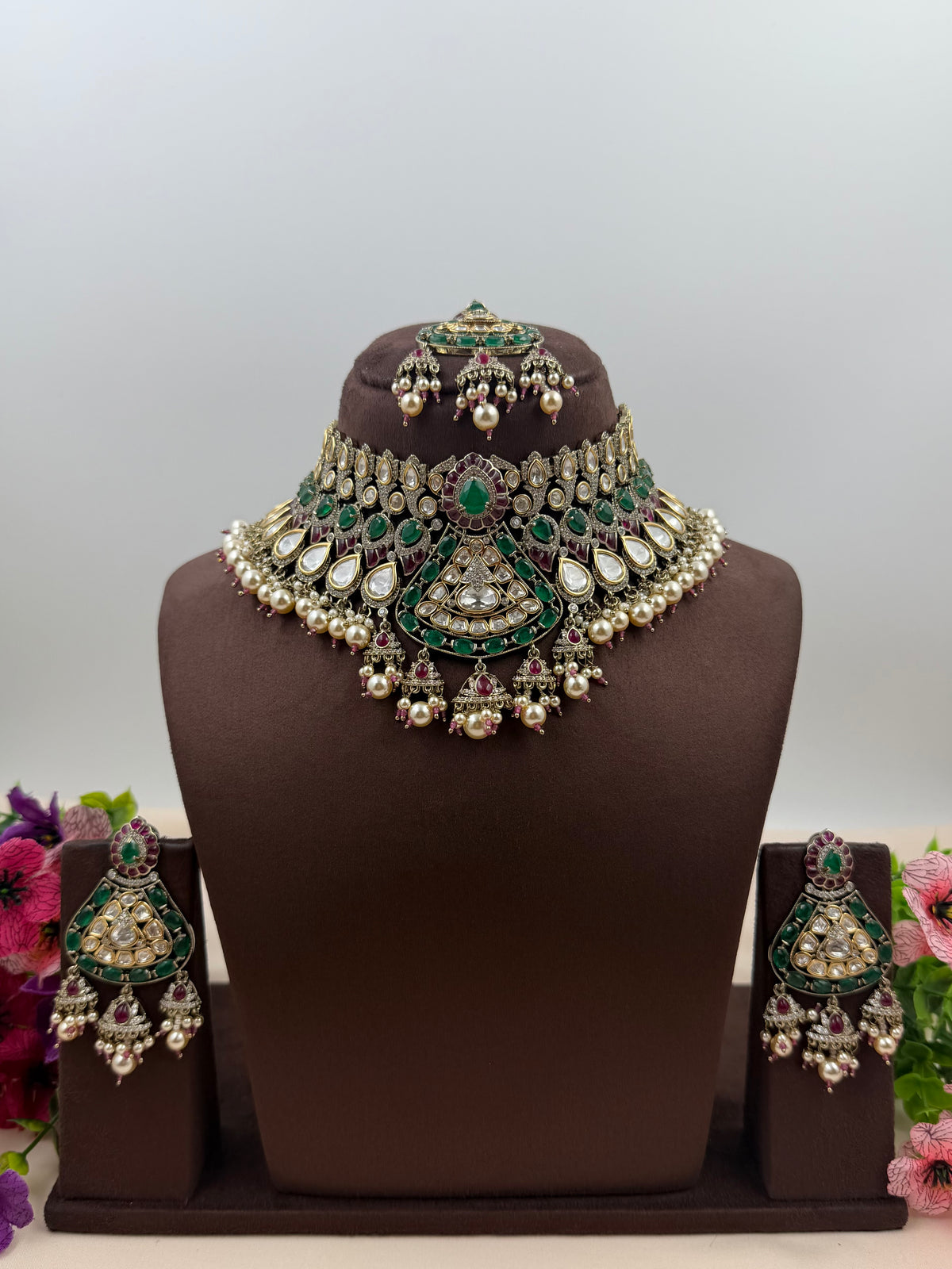 Utkarsha Victorian Moissanite Choker Necklace Set