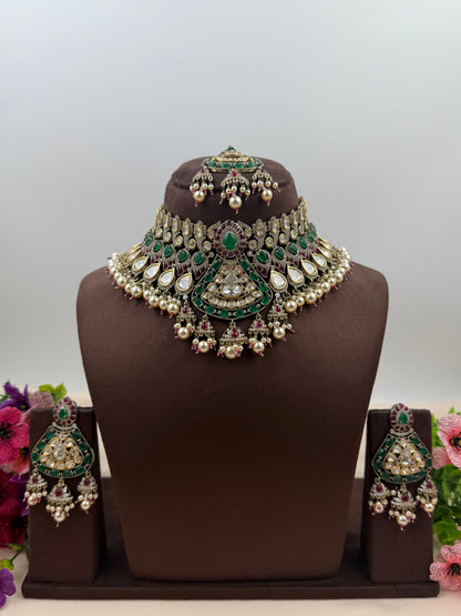 Utkarsha Victorian Moissanite Choker Necklace Set