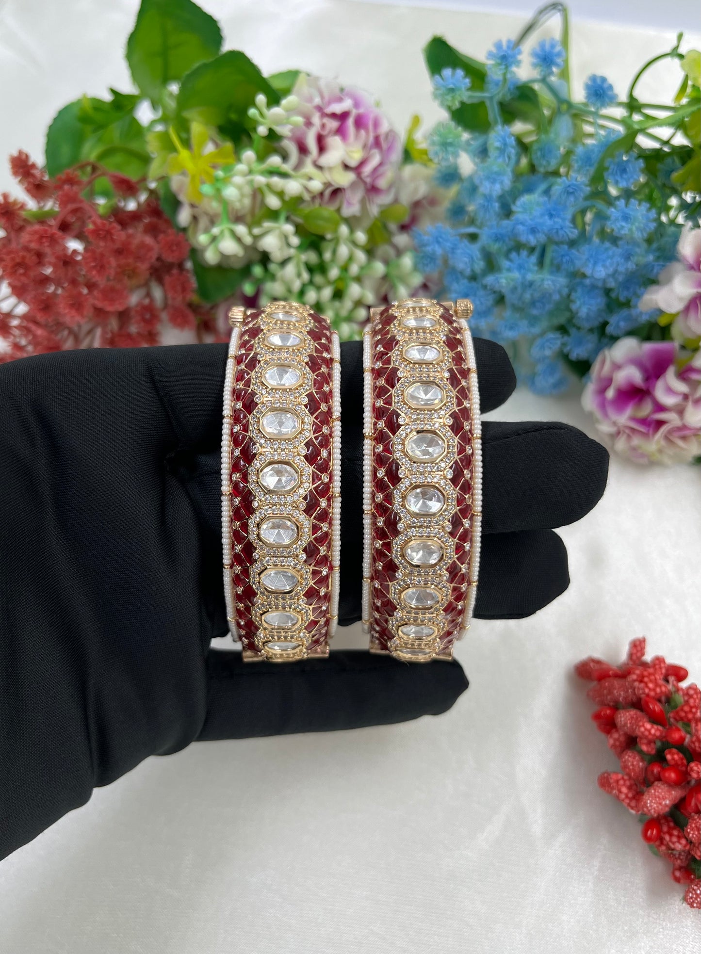 Sitara Moissanite Kundan Bangles [Openable]