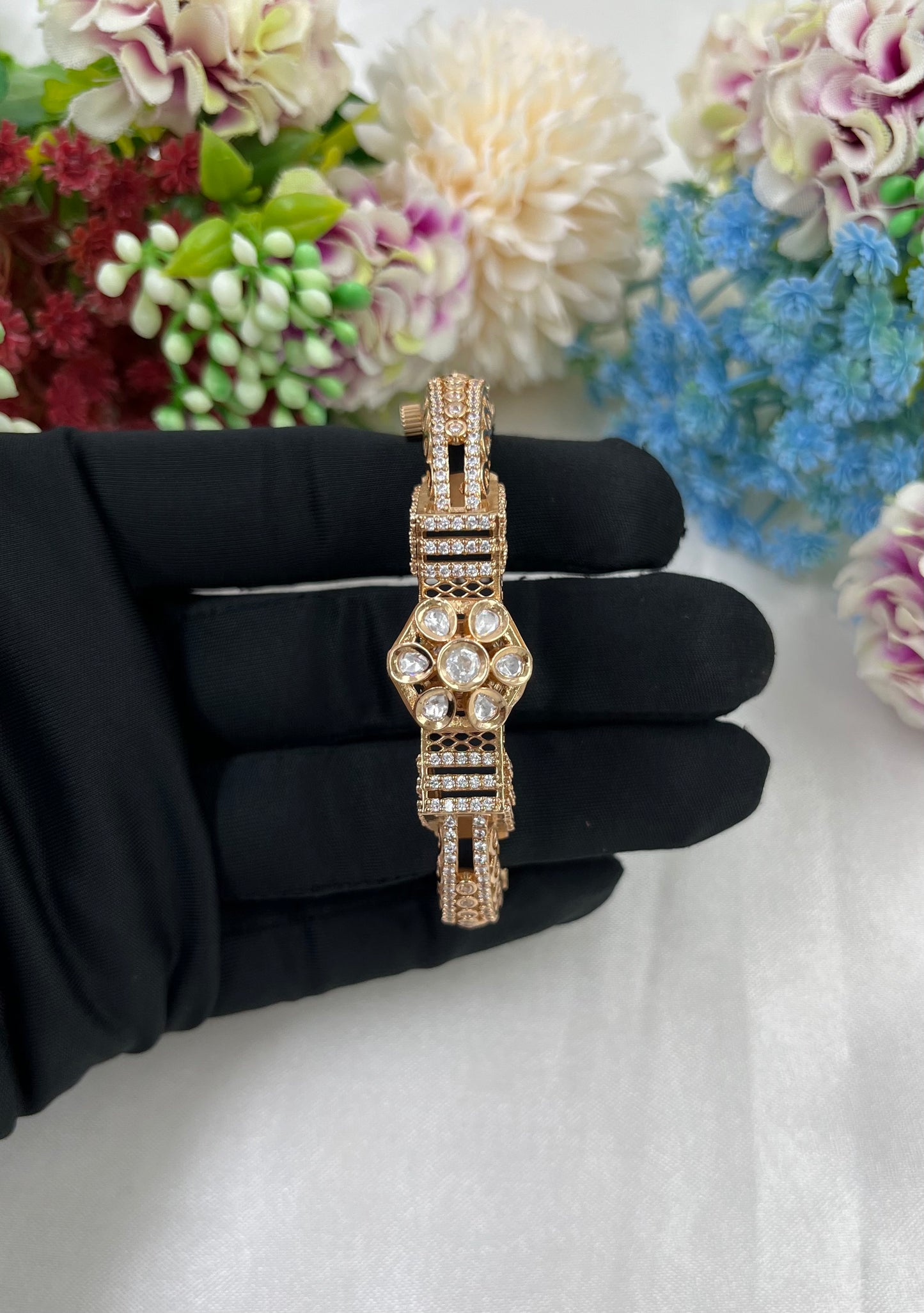 Royal Moissanite Kundan bracelet (Openable)