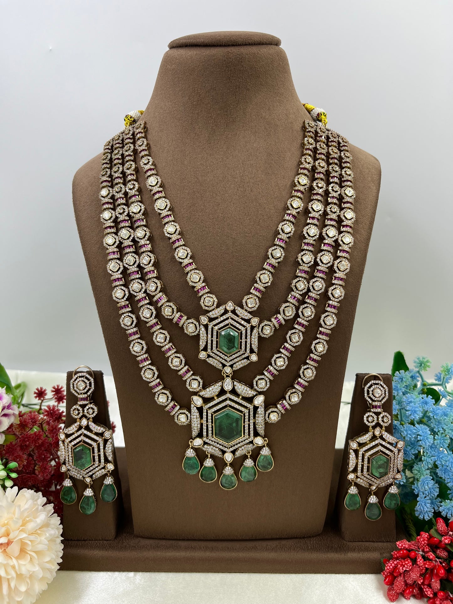 Sarojini Premium Moissanite Kundan Long Necklace