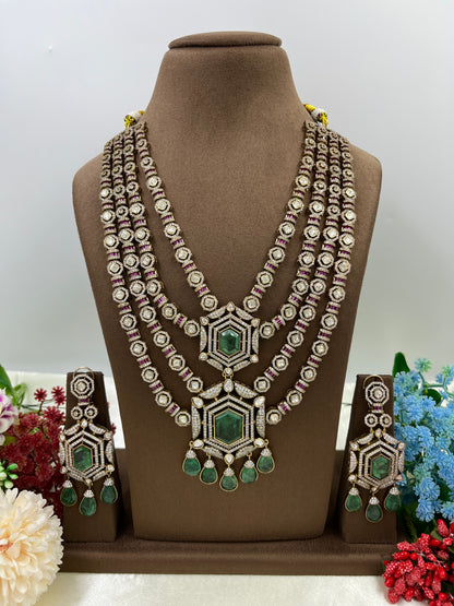 Sarojini Premium Moissanite Kundan Long Necklace