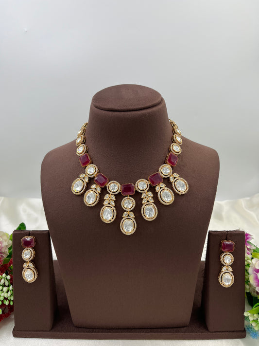 Flauntora Premium Moissanite Kundan Necklace