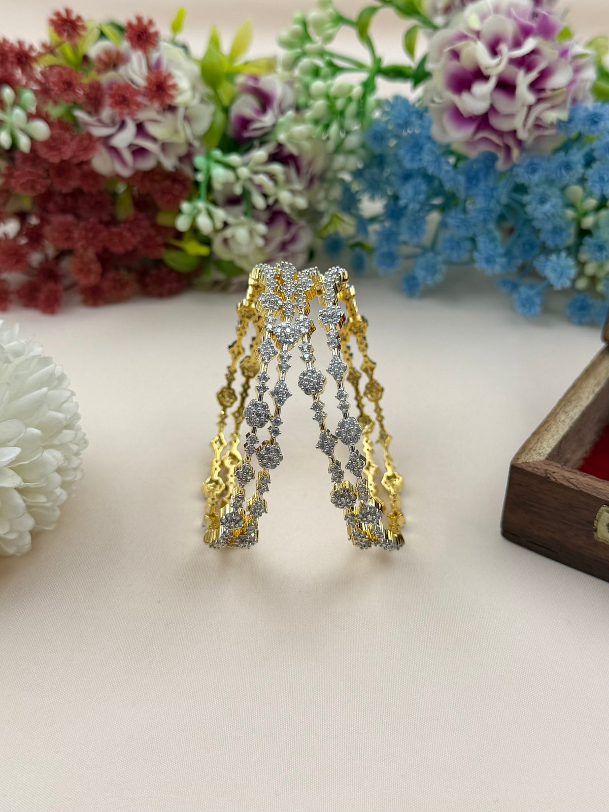 Sophia American Diamond Two Tone Bangles