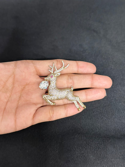 Crystal Deer Brooch